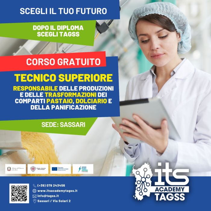 Tecnico Superiore responsabile delle produzioni e delle trasformazioni dei comparti pastaio, dolciario e della panificazione