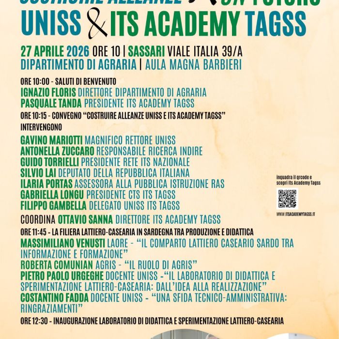 27 aprile 2026 – Inaugurazione del Laboratorio di caseificazione presso l’UNISS di Sassari 